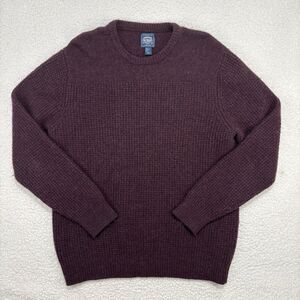 Cambridge Dry Goods Mens Lambswool Blend Maroon Chunky Knit Sweater XL Plum